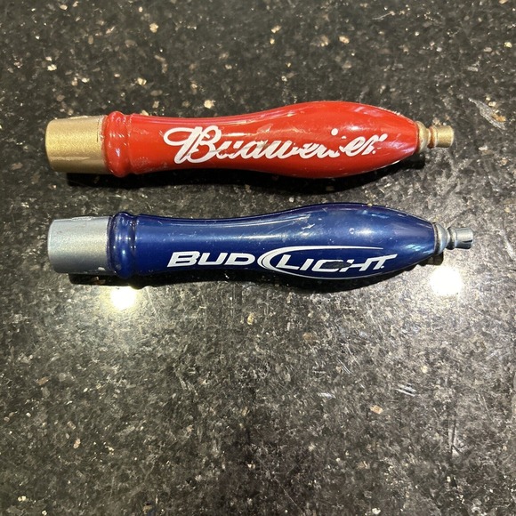 2 Two Small Budweiser Bud Light Beer Keg Tap Handles - Picture 3 of 12